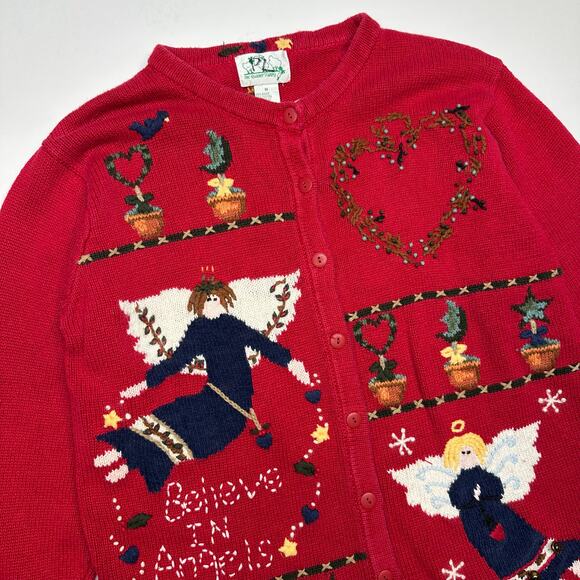 Vintage Y2K The Quacker Factory Ugly Christmas Sweater with Angels Size M - Picture 2 of 9